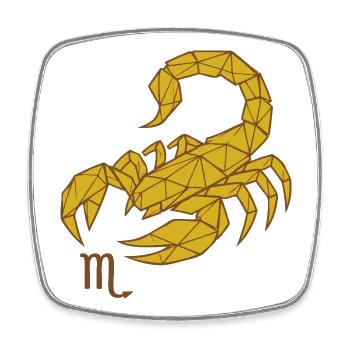 Geometrischer Goldskorpion -Skorpion - Viereckiger Kühlschrankmagnet - Weiß - Vorne