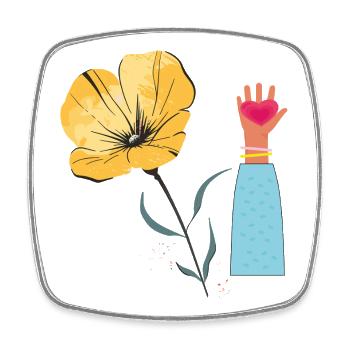 Flower Hand Heart - Square fridge magnet - white - Front