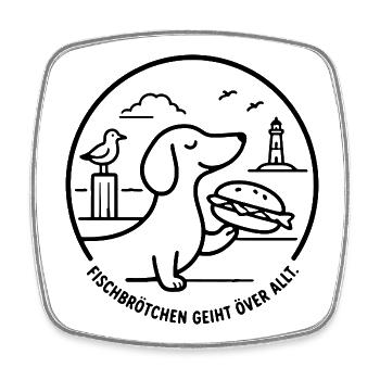 Fischbrötchen geiht över all Moin norddeutsch - Viereckiger Kühlschrankmagnet - Weiß - Vorne