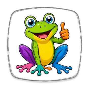 Colorful Frog Cartoon Thumbs Up Funny Animal - Square fridge magnet - white - Front