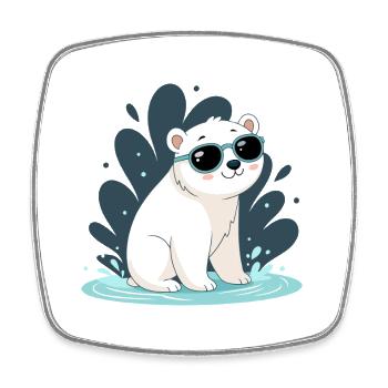 Polar Bear Sunglasses - Square fridge magnet - white - Front