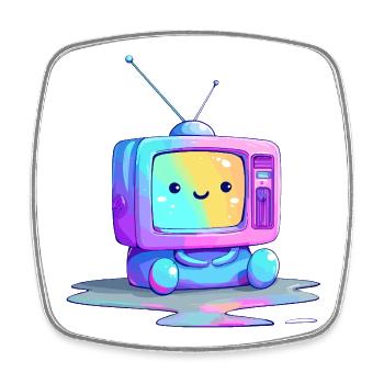 Regenbogen TV Kuscheltier - Viereckiger Kühlschrankmagnet - Weiß - Vorne