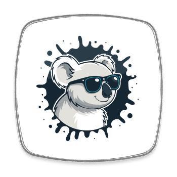Koala chic lunettes sur splash bleu - Magnet carré - blanc - Devant