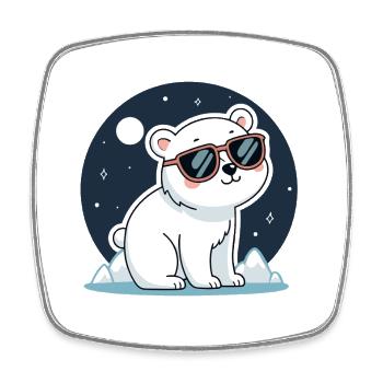 Nachtaktiver Eisbär und Sonnenbrille - Viereckiger Kühlschrankmagnet - Weiß - Vorne