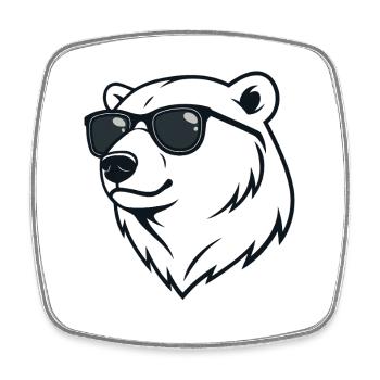 Eisbär Dunkle Brille - Viereckiger Kühlschrankmagnet - Weiß - Vorne