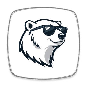 Eisbär mit Brille - Viereckiger Kühlschrankmagnet - Weiß - Vorne
