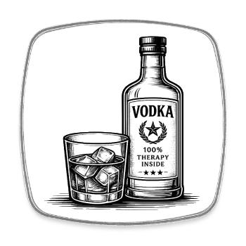 Vodka – 100% Therapy Inside | Humor Motif - Square fridge magnet - white - Front
