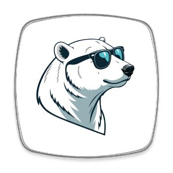 Eisbär mit Brille - Viereckiger Kühlschrankmagnet - Weiß - Vorne