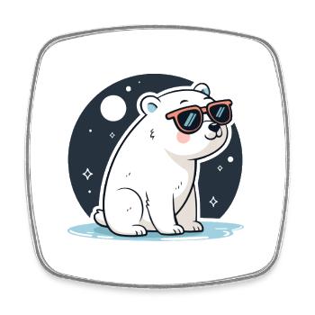 Rote Eisbär-Kosmische Brille - Viereckiger Kühlschrankmagnet - Weiß - Vorne