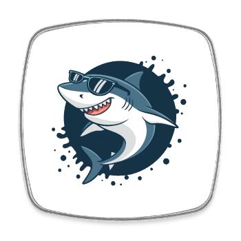 Shark Stylish Sonnenbrille - Viereckiger Kühlschrankmagnet - Weiß - Vorne