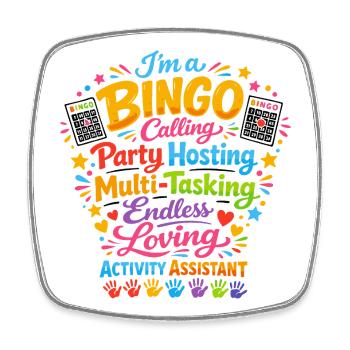 Animation Assistant Bingo Activities Gift - Square fridge magnet - white - Front