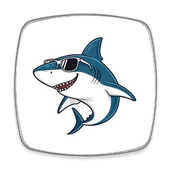 Cool Shark - Cartoon Style Sunglasses - Square fridge magnet - white - Front