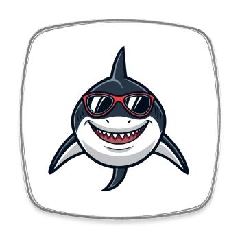 Shark Hipster Rote Brille - Viereckiger Kühlschrankmagnet - Weiß - Vorne