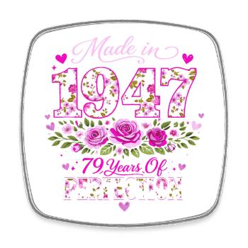 Gift 79 Years Woman - Birthday 1947 Floral - Square fridge magnet - white - Front