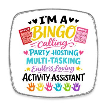 Animation Assistant Bingo Activities Gift - Square fridge magnet - white - Front