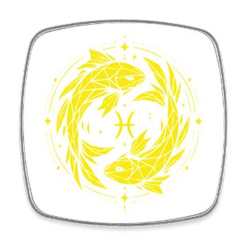 Fische Symbol – Sanft & Modern - Viereckiger Kühlschrankmagnet - Weiß - Vorne
