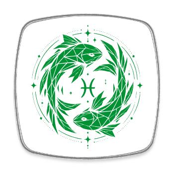 Fische Symbol – Sanft & Modern - Viereckiger Kühlschrankmagnet - Weiß - Vorne