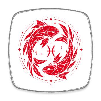 Fische Symbol – Sanft & Modern - Viereckiger Kühlschrankmagnet - Weiß - Vorne