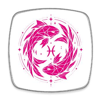 Fische Symbol – Sanft & Modern - Viereckiger Kühlschrankmagnet - Weiß - Vorne