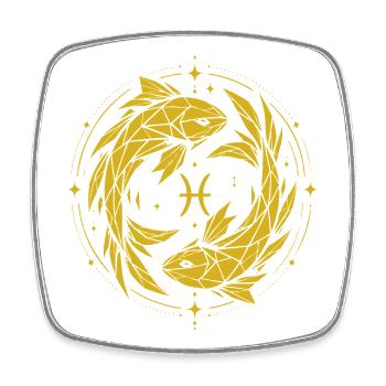 Fische Symbol – Sanft & Modern - Viereckiger Kühlschrankmagnet - Weiß - Vorne