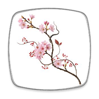 Sakura Kirschblüte im Zen Ikebana Stil  - Viereckiger Kühlschrankmagnet - Weiß - Vorne