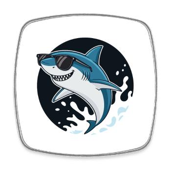 Surfer shark with dark glasses - Square fridge magnet - white - Front