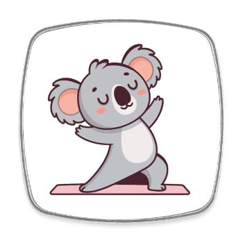 Koala Yoga sur tapis - Magnet carré - blanc - Devant