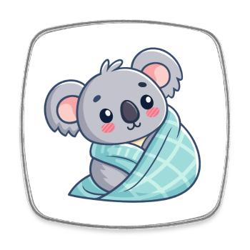 Koala Cozy in Duvet - Square fridge magnet - white - Front