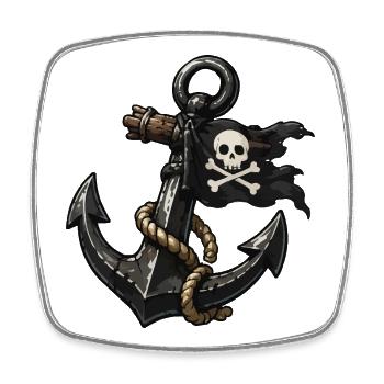 Pirate Anchor with Skull - Square fridge magnet - white - Front