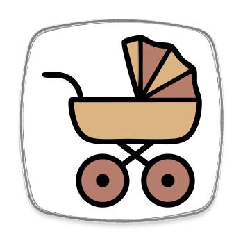 Stroller Baby Boho Icon - Square fridge magnet - white - Front
