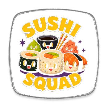 Sushi-Truppe Lustiges japanisches Essen Sashimi Li - Viereckiger Kühlschrankmagnet - Weiß - Vorne