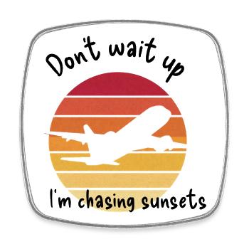 Sunset Airplane Vielflieger Geschenk  - Viereckiger Kühlschrankmagnet - Weiß - Vorne