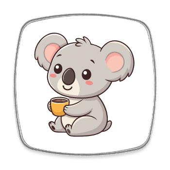 Koala en Pause Café - Magnet carré - blanc - Devant