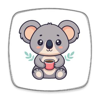 Koala-Süßkaffee - Viereckiger Kühlschrankmagnet - Weiß - Vorne