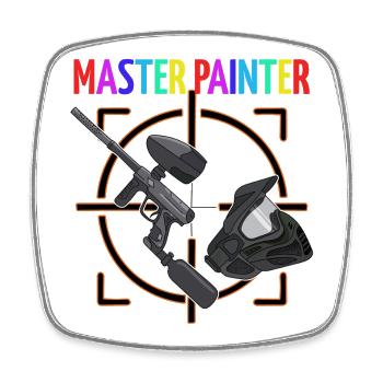 Paintball : Maître Peintre - Magnet carré - blanc - Devant