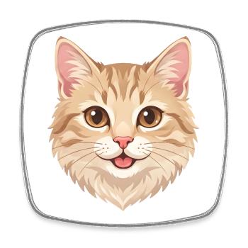 Cute Happy Cartoon Ginger Cat Face - Square fridge magnet - white - Front