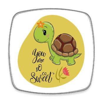 cute turtle - Square fridge magnet - white - Front
