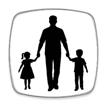 Father Child Silhouette Walking Family Dad Love - Square fridge magnet - white - Front