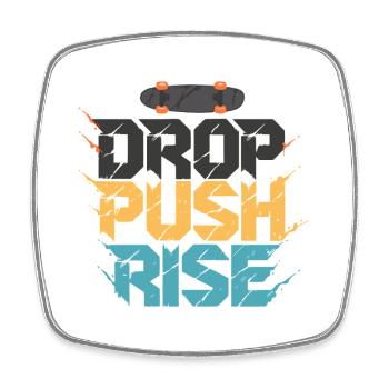Drop Push Rise Skateboard-Kunst - Viereckiger Kühlschrankmagnet - Weiß - Vorne