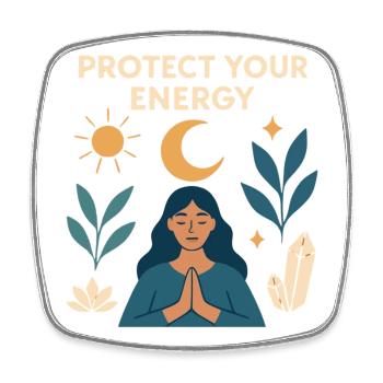Schutz deiner Energie – Meditative Kraft - Viereckiger Kühlschrankmagnet - Weiß - Vorne