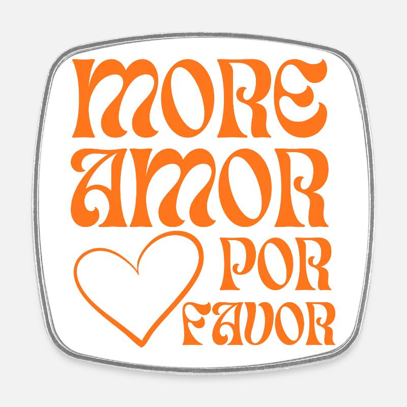 More love in retro orange - Square fridge magnet - white