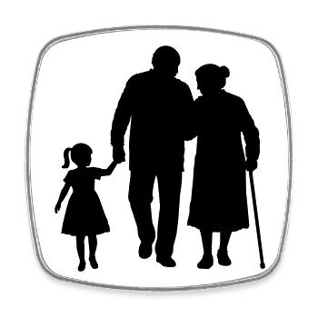 Großeltern Enkelkind Silhouette Spazieren Familie - Viereckiger Kühlschrankmagnet - Weiß - Vorne