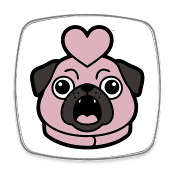 Mops Hund Herz Liebe Bellen - Viereckiger Kühlschrankmagnet - Weiß - Vorne