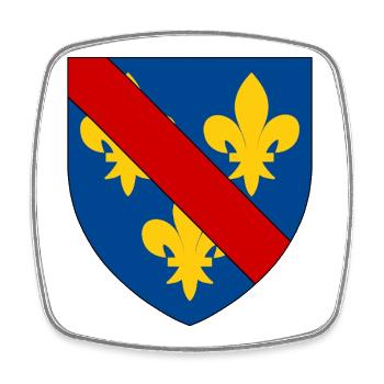 Wappen der Bourbonnais - Viereckiger Kühlschrankmagnet - Weiß - Vorne