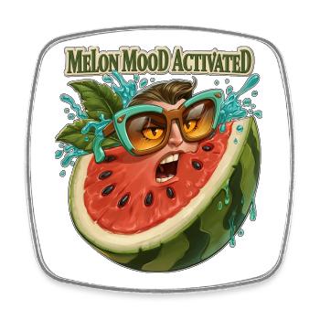 Melon Mood Activated Funny Watermelon Face - Square fridge magnet - white - Front