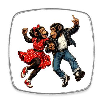 Tanzende Affen Rockabilly 50er Rock'n'Roll Style - Viereckiger Kühlschrankmagnet - Weiß - Vorne