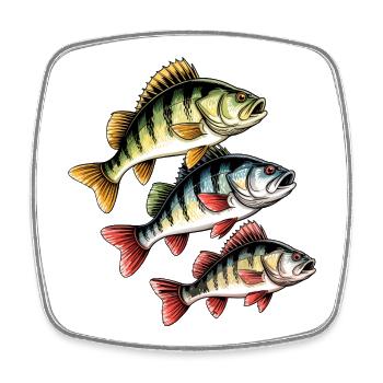 Pêche à la perche - Magnet carré - blanc - Devant