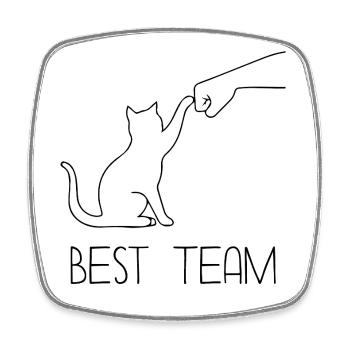 Katze Team Faust - Viereckiger Kühlschrankmagnet - Weiß - Vorne
