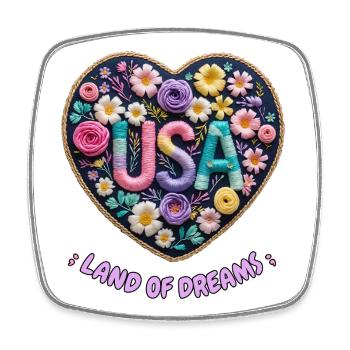 Ornate Embroidered Heart - Romantic Vintage Style - Square fridge magnet - white - Front