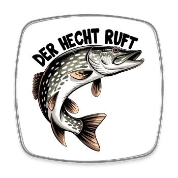 Der Hecht ruft - Viereckiger Kühlschrankmagnet - Weiß - Vorne